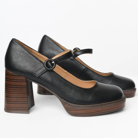 Shoes | New Black Mary Jane Platform Chunky Heel Pumps | Poshmark